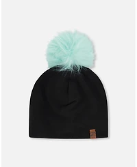 Deux par Girl Stretch Jersey Hat with Pompom - Toddler|Child
