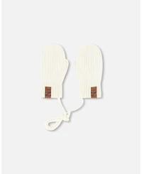 Deux par Deux Baby Unisex Baby Knit Mittens with Cord - Baby