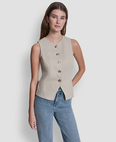 Dkny Jeans Women's Crewneck Button-Front Vest