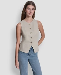Dkny Jeans Women's Crewneck Button-Front Vest