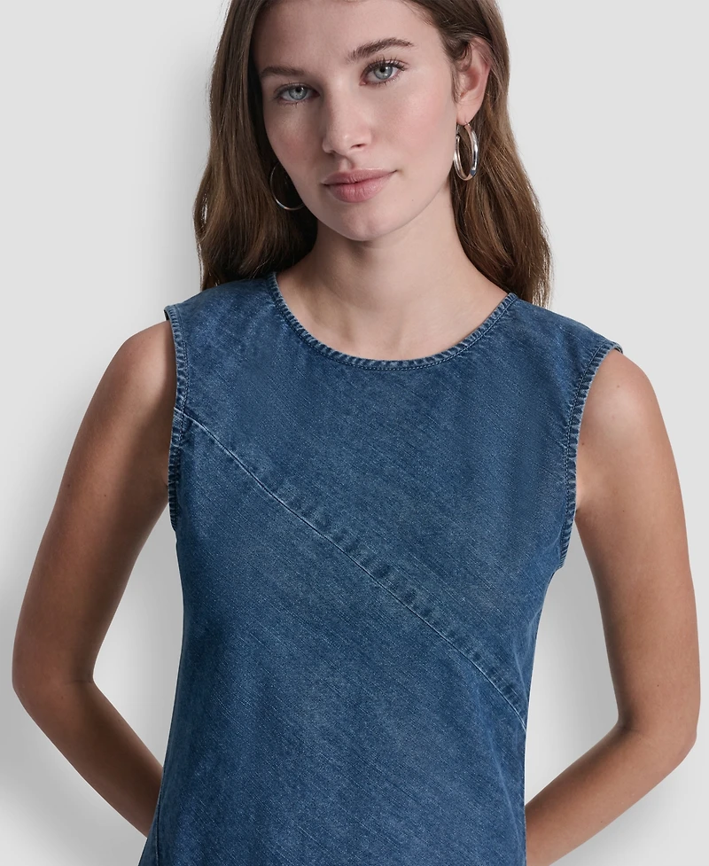 Dkny Jeans Women's Sleeveless Crewneck Bias Cut Dress