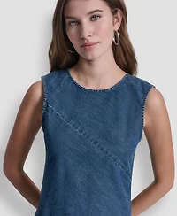Dkny Jeans Women's Sleeveless Crewneck Bias Cut Dress