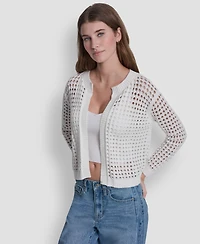 Dkny Jeans Women's Open-Stitch Drop-Shoulder Cardigan Sweater
