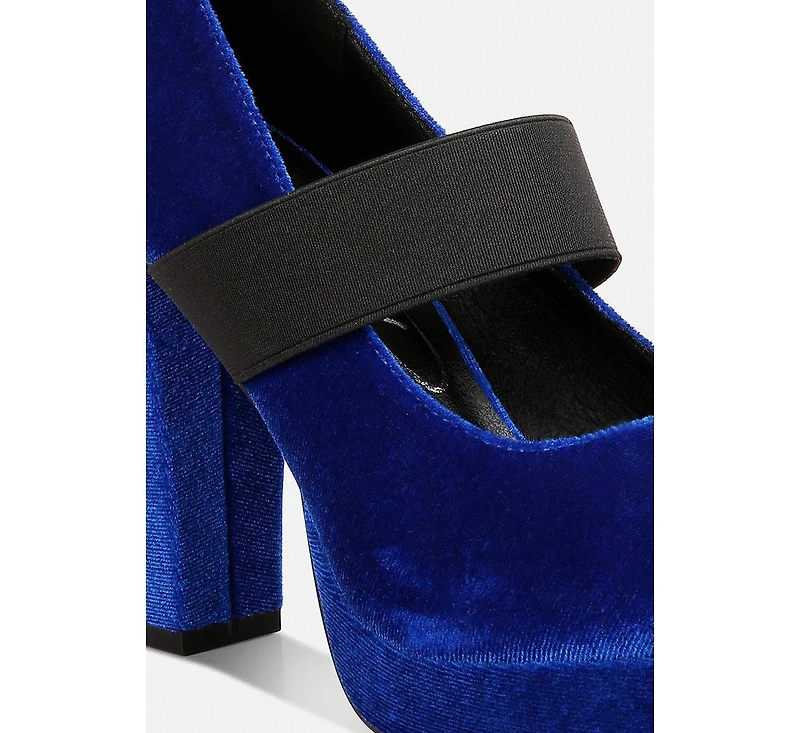 krause high block heel velvet pumps