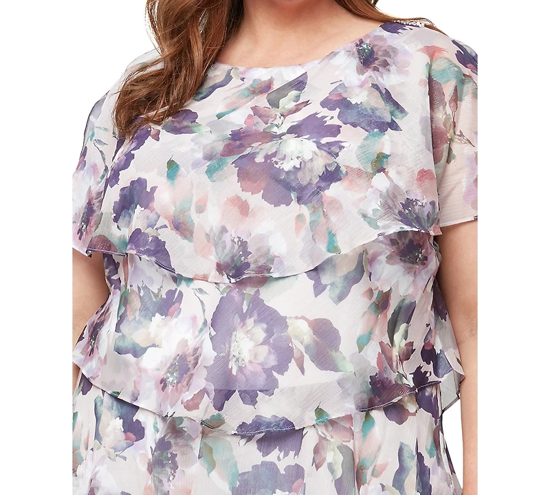 Sl Fashions Plus Embellished Tiered Midi Dress