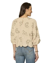 Democracy Petite Crew Neck Relaxed Fit Top