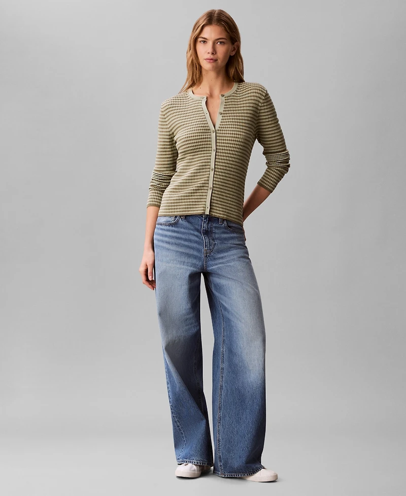 Calvin Klein Women's Striped Long-Sleeve Sweater