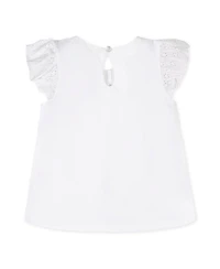 Hope & Henry Girls Organic Knit Top with Eyelet Flutter Sleeves