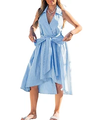 Cupshe Women's V-Neck Sleeveless Tie-Front Asymmetric Midi Dress