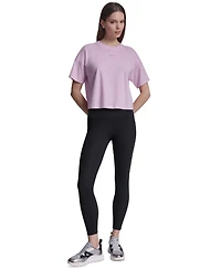 Dkny Sport Women's Metallic Bubble Logo Drop Shoulder Pull-On T-Shirt