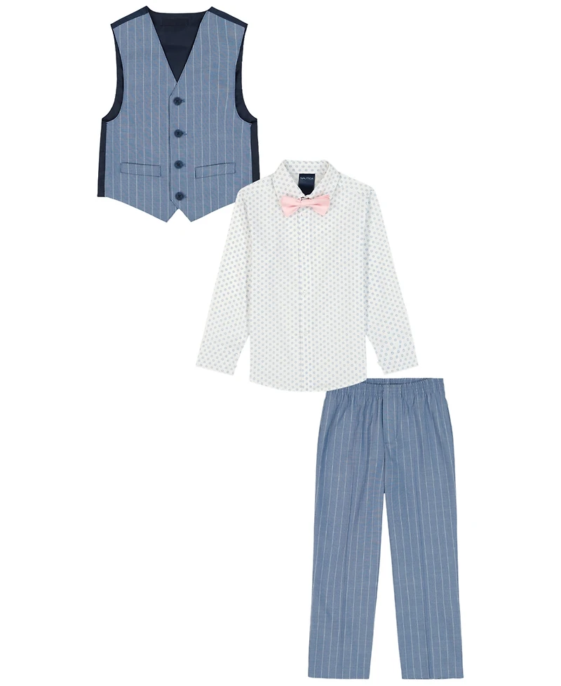 Nautica Boys' 2-7 Long-Sleeve Shirt, Vest, Pants & Bowtie, 4-Piece Set