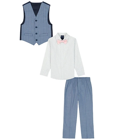 Nautica Boys' 2-7 Long-Sleeve Shirt, Vest, Pants & Bowtie, 4-Piece Set