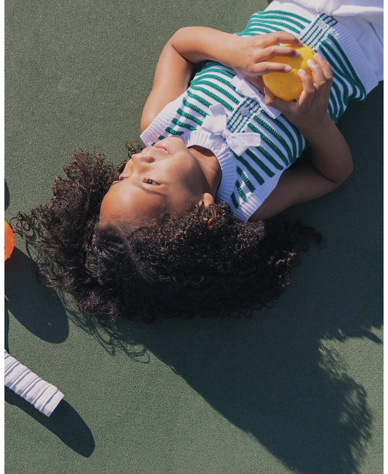 Hope & Henry Girls Organic Button Front Sweater Tank with Bows