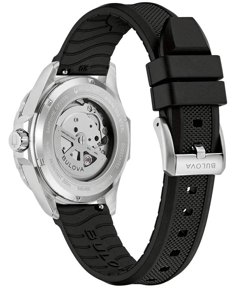 Bulova Men's Marine Star Series B Automatic Black Silicone Rubber Watch 45mm