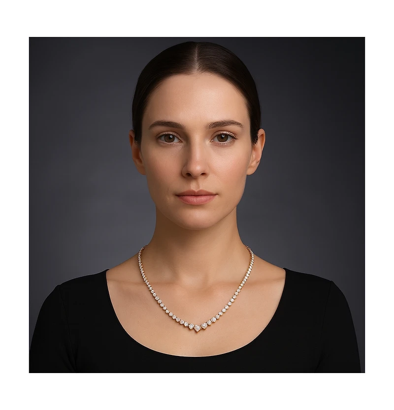 Stylish Cubic Zirconia Graduated Tennis Chain Necklace