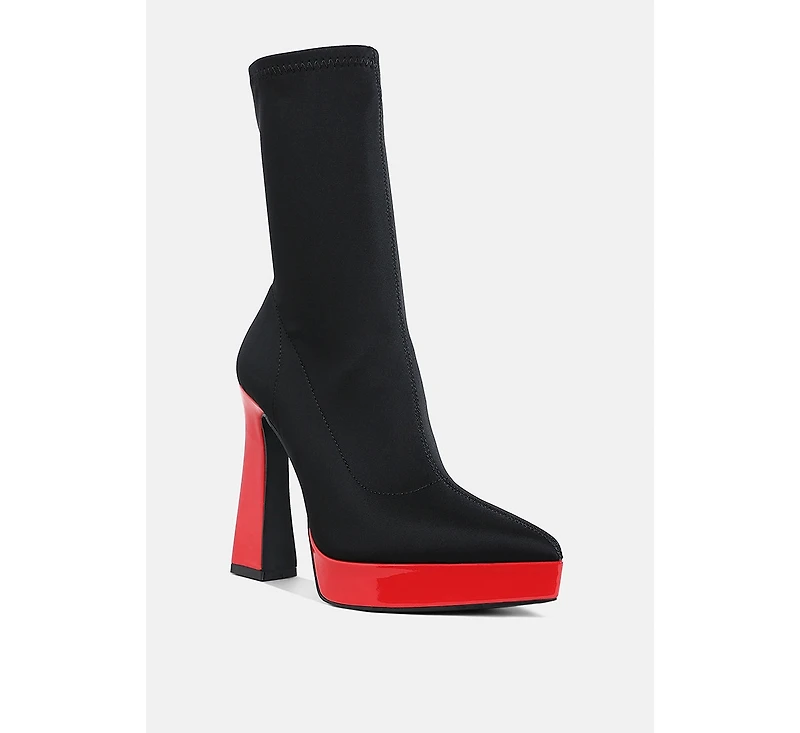 Rabha Contrasting Platform Detail Sock Boots