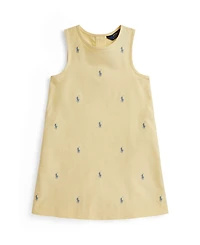 Polo Ralph Lauren Girls' 2-6X Pony Three-Button Placket Oxford Dress
