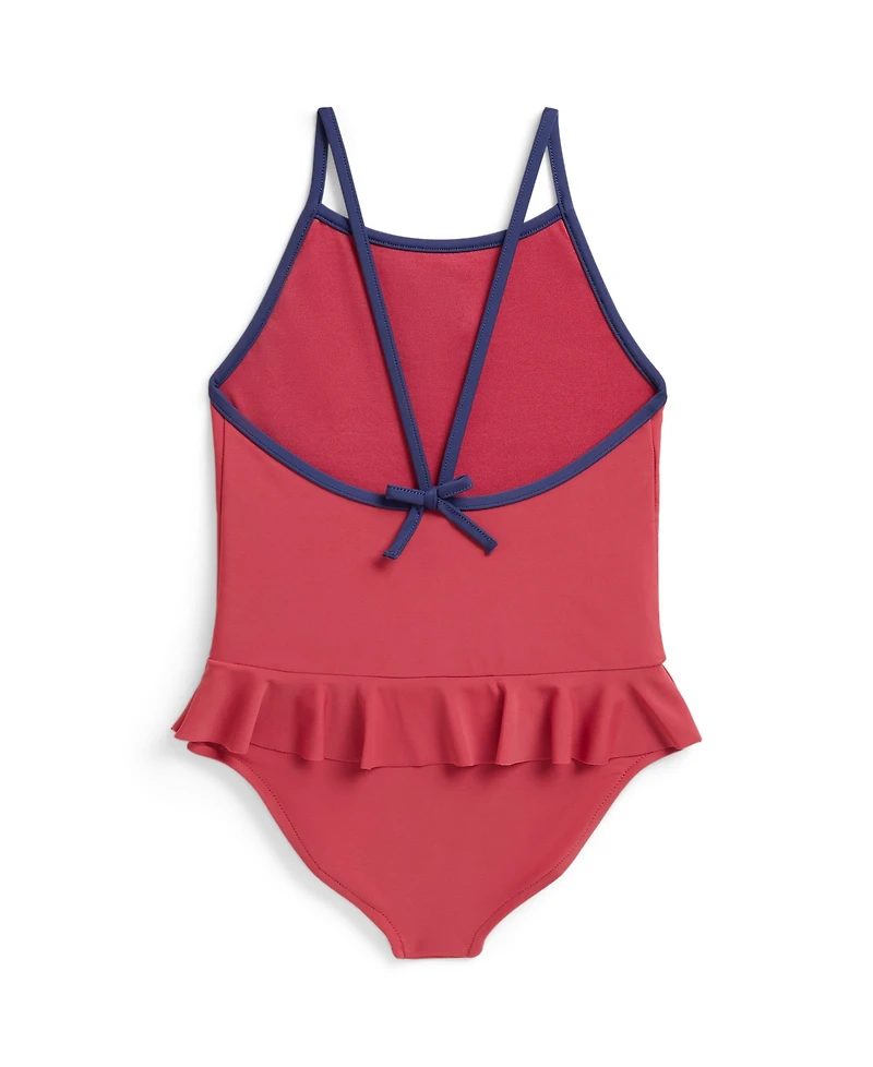 Polo Ralph Lauren Girls' 2T-6X Bear Round Neck One-Piece Swimsuit