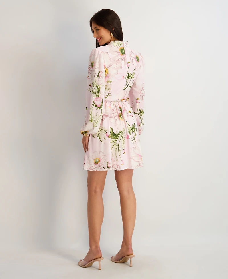 kensie Women's Textured Woven V-Neck Dress