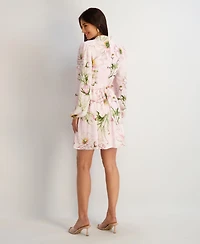 kensie Women's Textured Woven V-Neck Dress