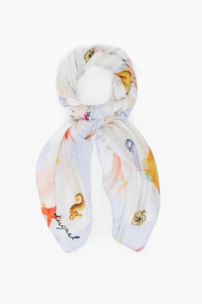 Desigual Women's Rectangular foulard charms