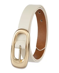 Calvin Klein Reversible Leather Puffed Oval Center-Bar Buckle Belt
