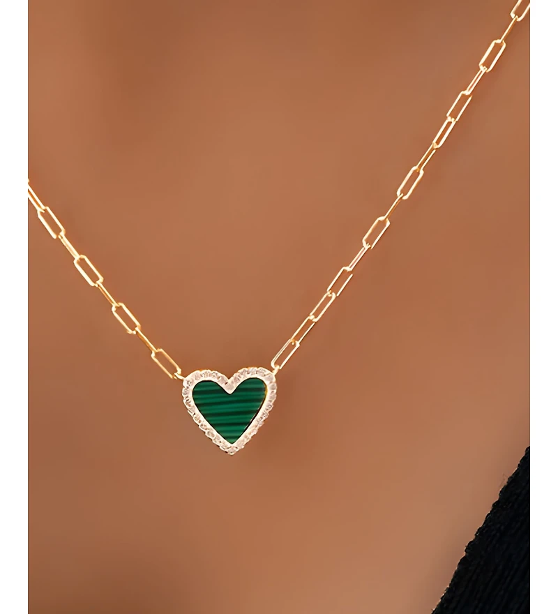 Mint & Lily Dainty Heart Paperclip Necklace 18k Gold Plated Sterling Silver