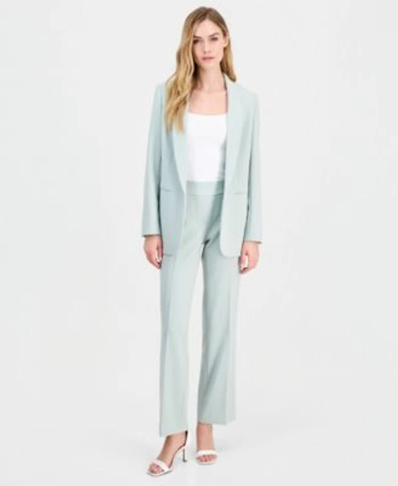 Anne Klein Womens Shawl Collar Open Front Jacket Pull On Straight Leg Pants