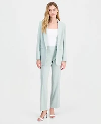 Anne Klein Womens Shawl Collar Open Front Jacket Pull On Straight Leg Pants