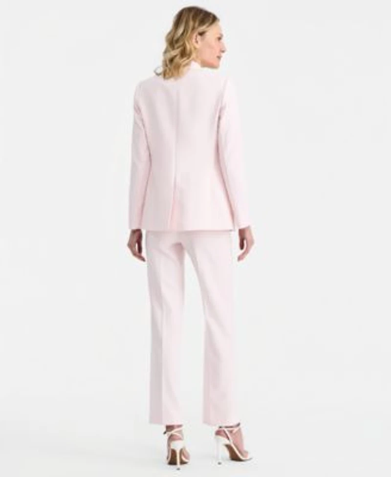 Anne Klein Brooch Blazer Short Sleeve Top Pull On Pants