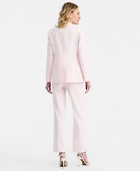 Anne Klein Brooch Blazer Short Sleeve Top Pull On Pants