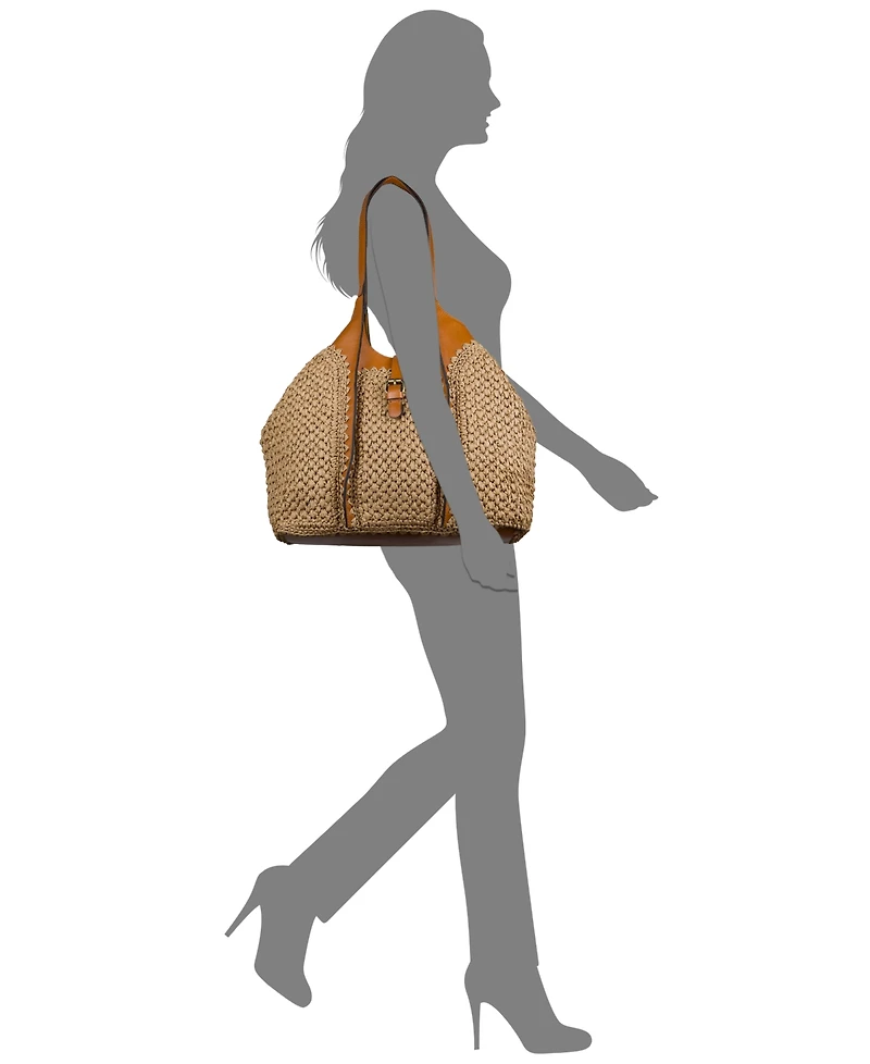 Patricia Nash Santorini Medium Woven Straw Satchel