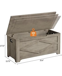 gaomon 39.4" Wooden Storage Chest, Storage Bench with Safety Hinges for Entryway & Living Room