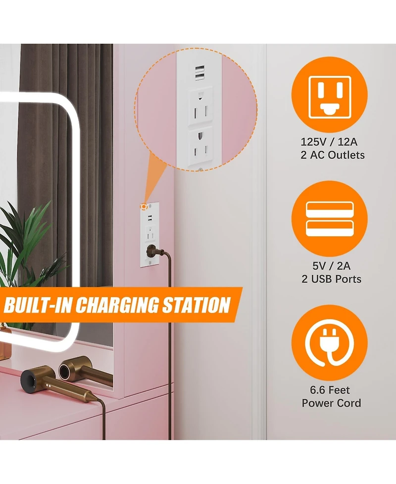 gaomon 4-Drawer Bedroom Dresser with Electrical Outlet, Storage Cabinet