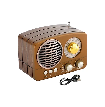 Artudatech Portable Vintage Radio, Fm/Am/Sw Receiver with Bluetooth & Usb/Tf Playback for Home Decor