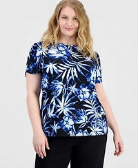 Anne Klein Essentials Plus Tulip-Sleeve Knit Top