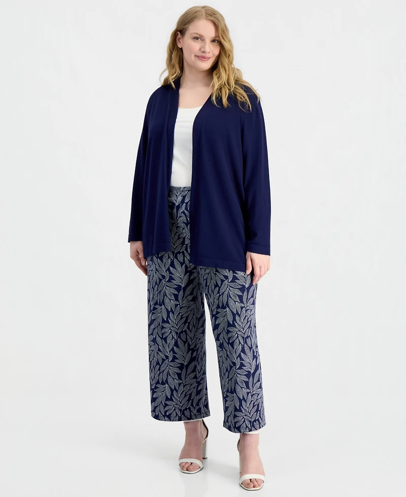 Ak Anne Klein Plus Open-Front Cardigan