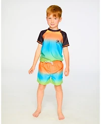 Deux par Deux Baby Boys Boardshorts Orange Blue and Green Gradient