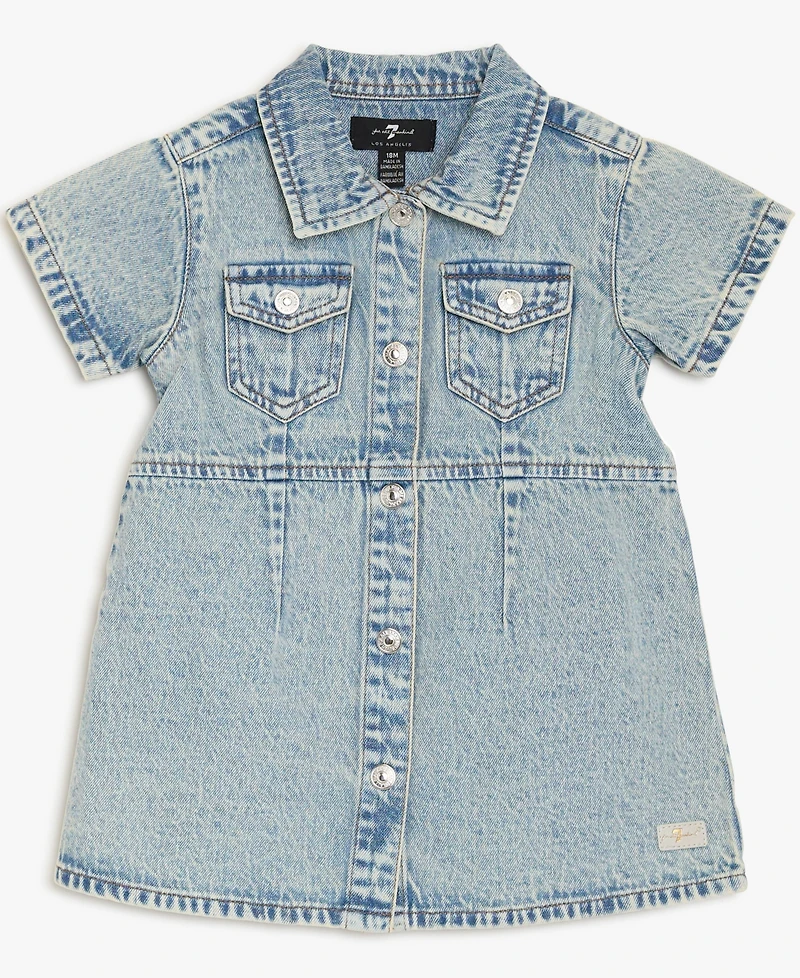 7 For All Mankind Baby Girls' Collared Denim Dress