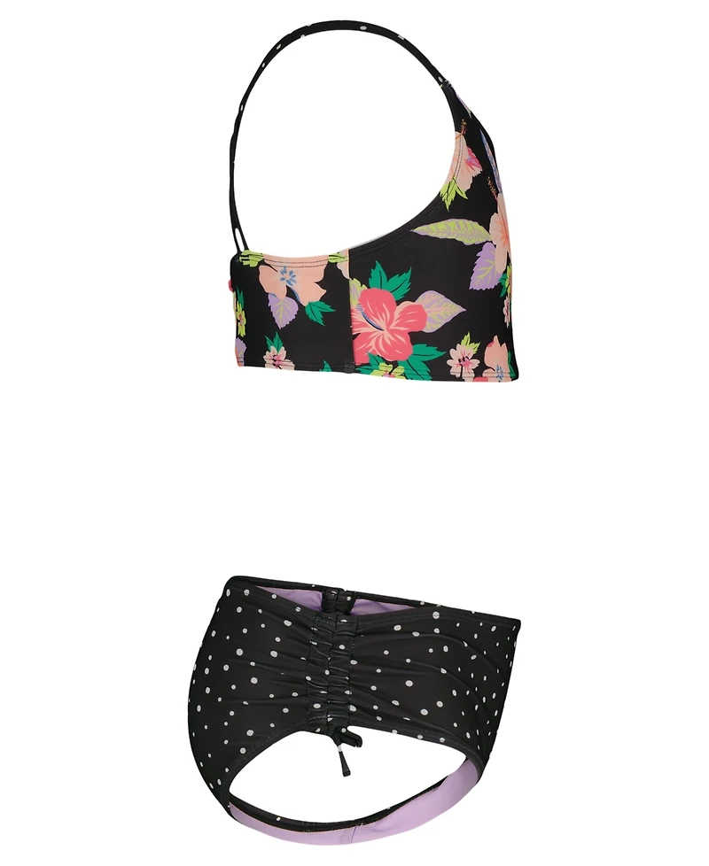 Roxy Girls' 8-16 Floral Top & Polka Dot Bottoms Mix Bikini, 2-Piece Set