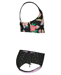 Roxy Girls' 8-16 Floral Top & Polka Dot Bottoms Mix Bikini, 2-Piece Set