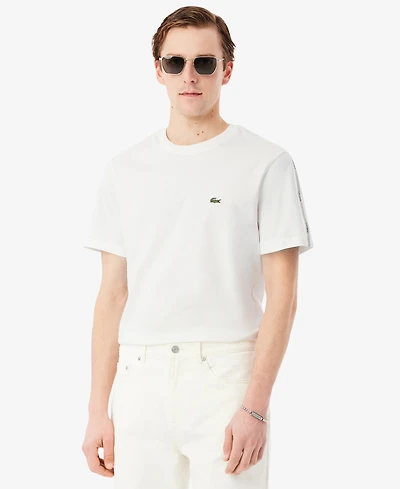Lacoste Men's Crewneck Branded Stripe Band T-Shirt