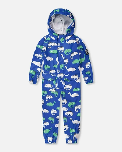 Deux par Baby Boys Rain One-Piece Polyurethane Blue Chameleon Print