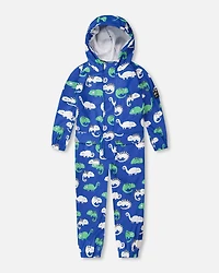 Deux par Baby Boys Rain One-Piece Polyurethane Blue Chameleon Print