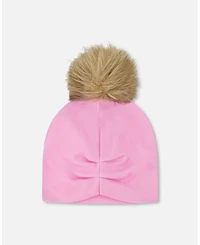 Deux par Toddler and Girls Stretch Jersey Pompom Hat
