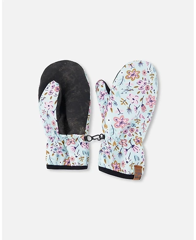 Deux par Deux Girl Mid-Season Mittens in Polyester Mini Flower Print - Child