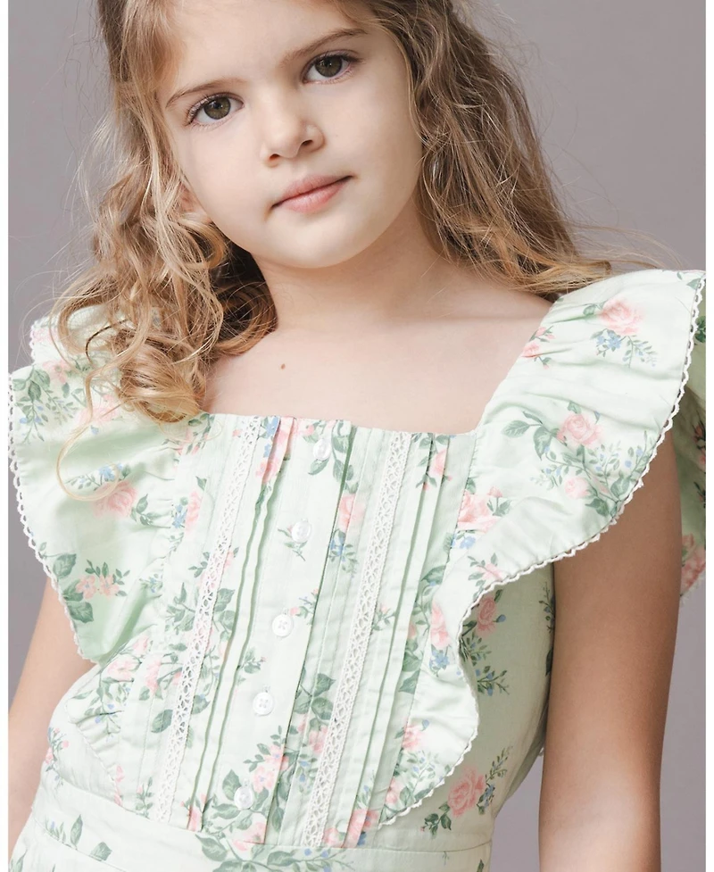 Hope & Henry Toddler Girls' Organic Flutter Sleeve Sateen Jumpsuit