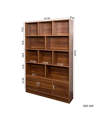 Boyel Living 70.87" Tall Bookshelf with 10 Cubes and 3 Doors, 4-Tier Bookshelf, Open Shelf Bookcase with Cabinet, Modern Cube Storage Organizer