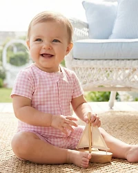 Motette Baby Girls Sugar Gingham Bamboo Sleeper