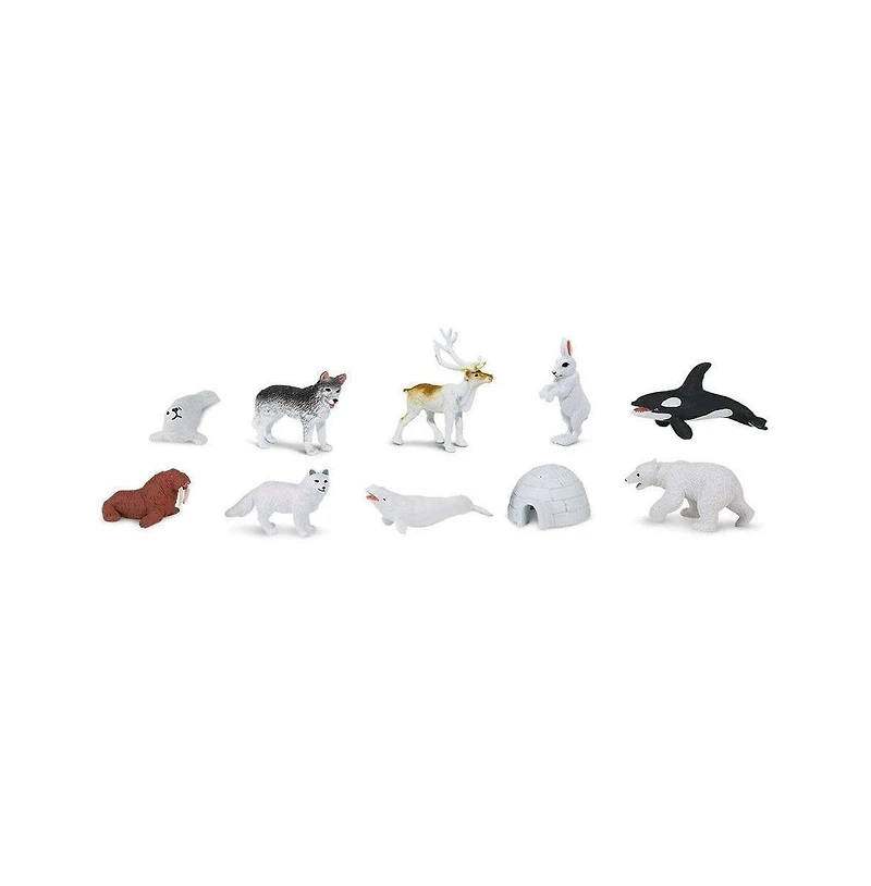 Safari Ltd. Hand-Painted Mini Arctic Animal Figurines Including Polar Bear, Arctic Fox, Husky & Beluga Whale